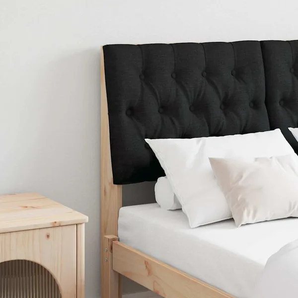 Tête de lit capitonnée Noir 120 cm Pin massif