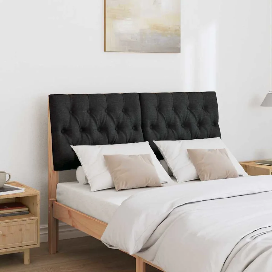 Tête de lit capitonnée Noir 120 cm Pin massif - 3