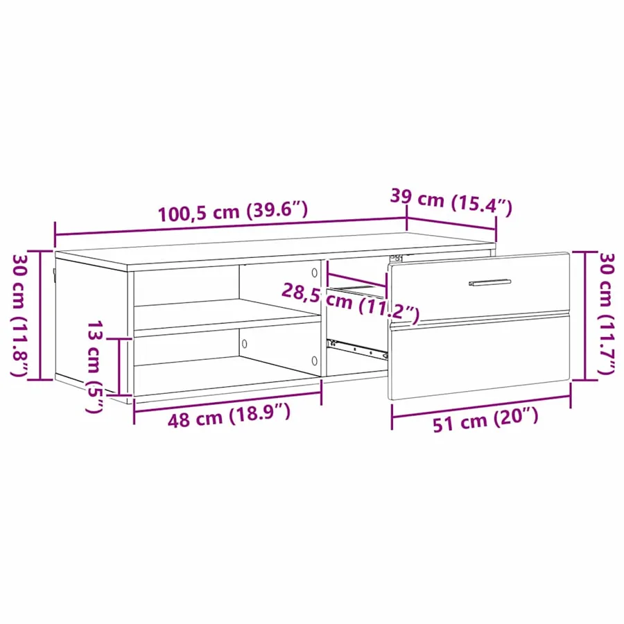 Cabinet en Bois avec tiroir Gris Sonoma 100,5 x 39 x 30 cm - 17