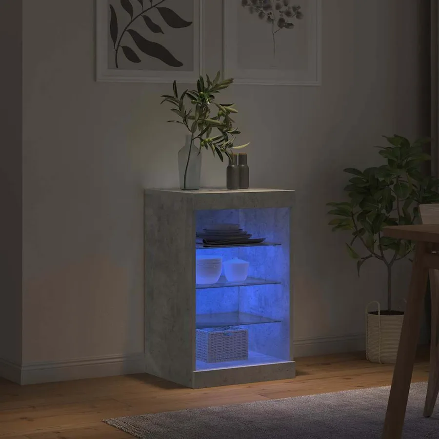 Buffet avec lumières LED gris béton 41x37x67 cm - 4