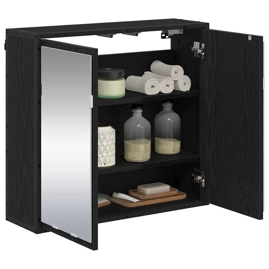 Étagère Murale avec étagère Chêne noir 65 x 20 x 60 cm - 3