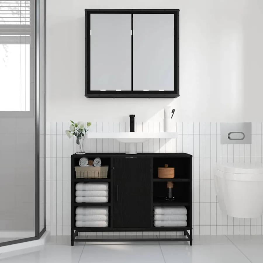 Étagère Murale avec étagère Chêne noir 65 x 20 x 60 cm - 4