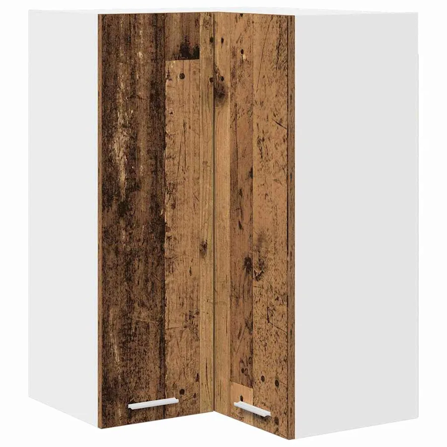 Armoire suspendue Bois ancien et Blanc 57 x 57 x 80 cm - 2