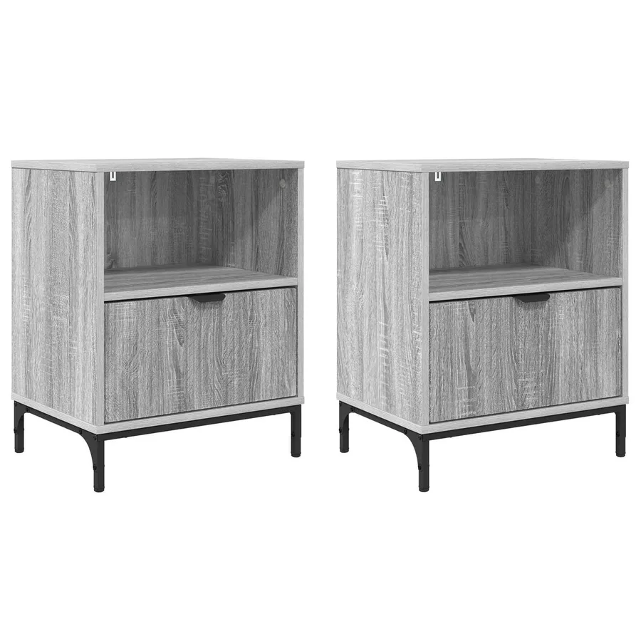 Cabinet de chevet avec tiroir 2 pcs Sonoma gris 49 x 36 x 61 cm - 2