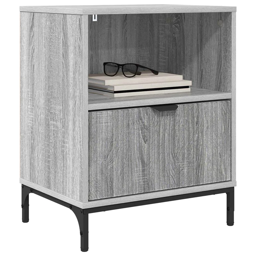 Cabinet de chevet avec tiroir 2 pcs Sonoma gris 49 x 36 x 61 cm - 3