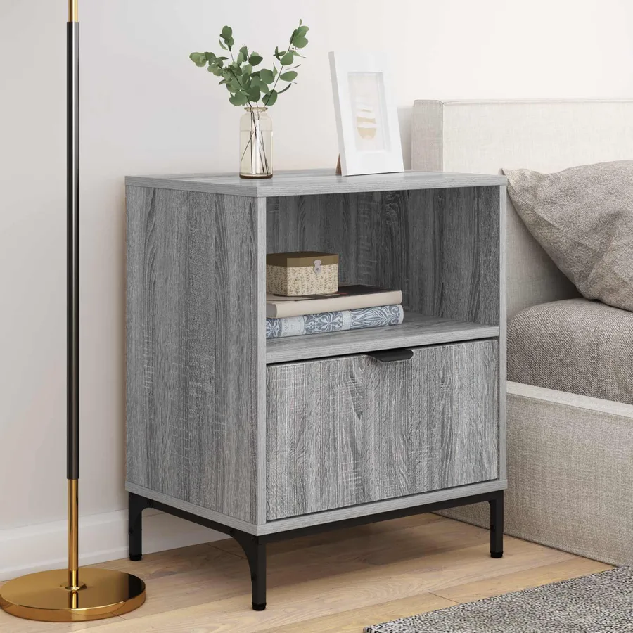 Cabinet de chevet avec tiroir 2 pcs Sonoma gris 49 x 36 x 61 cm - 4