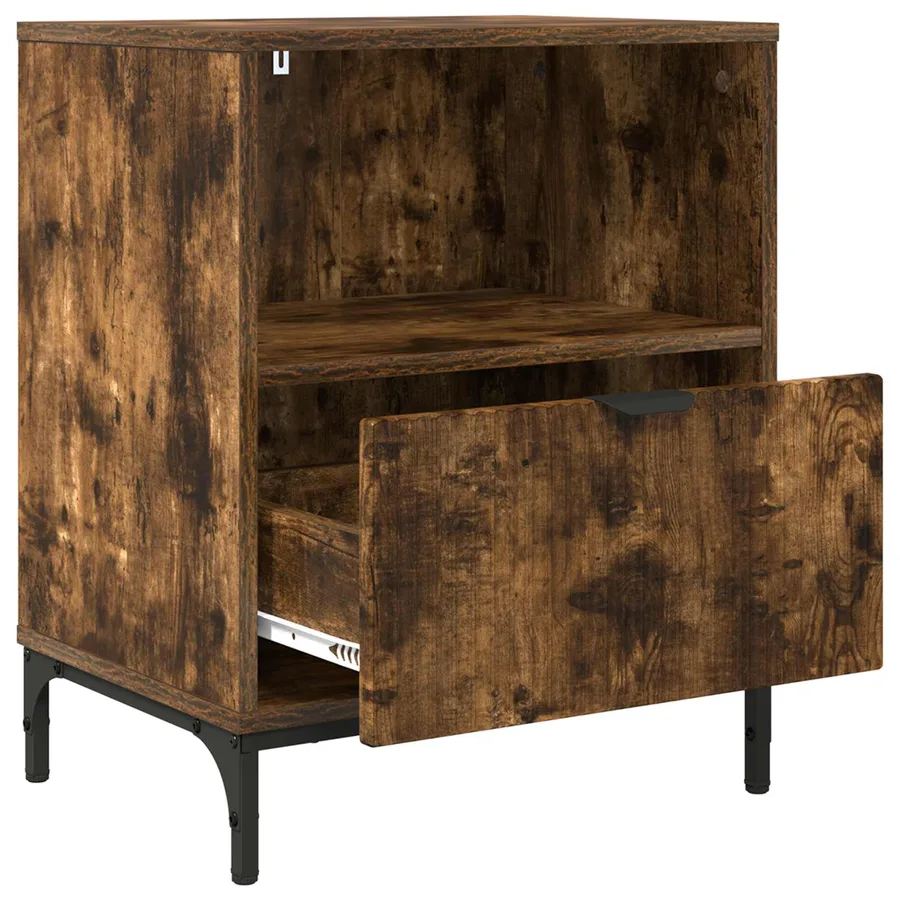 Cabinet de chevet avec tiroir 2 pcs Chêne fumé 49 x 36 x 61 cm - 5