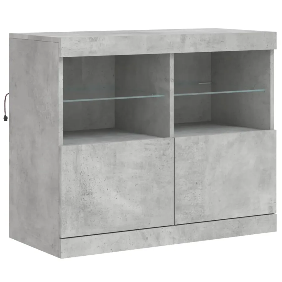 Buffet avec lumières LED gris béton 81x37x67 cm - 3
