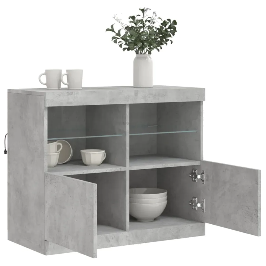 Buffet avec lumières LED gris béton 81x37x67 cm - 5