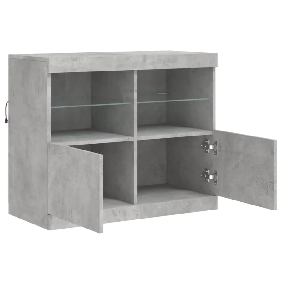 Buffet avec lumières LED gris béton 81x37x67 cm - 7