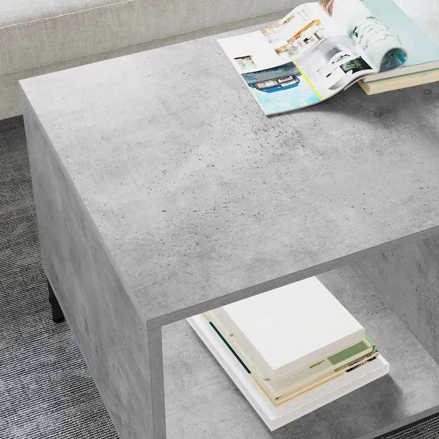 Table basse Gris béton 90 x 49 x 46 cm Bois d'ingénierie - 4