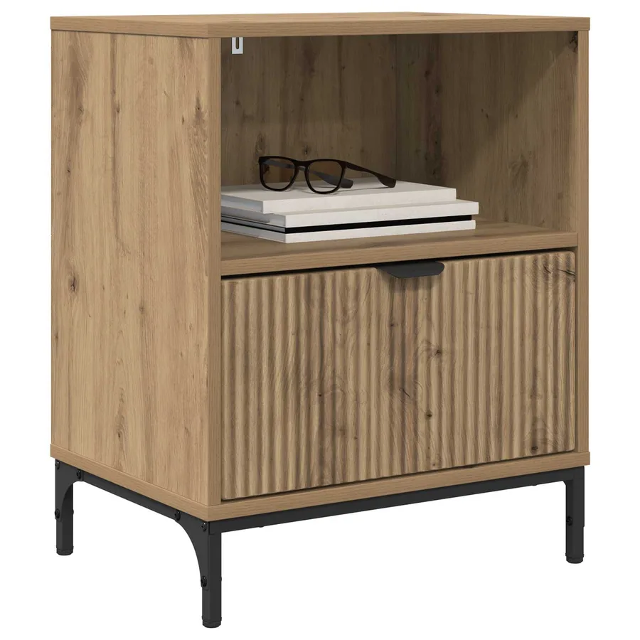 Cabinet de chevet 2 pc chêne artisanal 49 x 36 x 61 cm - 3