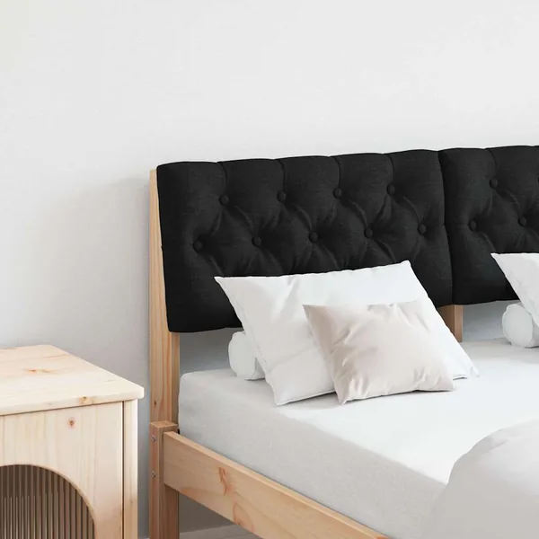 Tête de lit capitonnée Noir 120 cm Pin massif