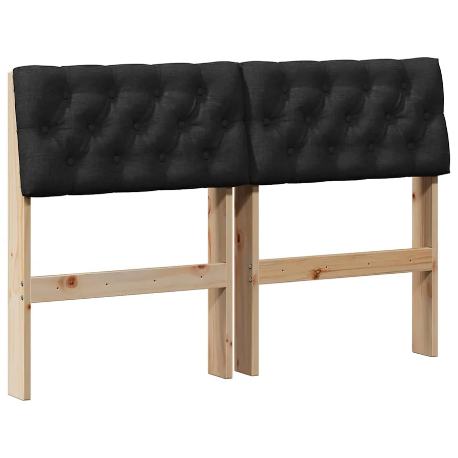 Tête de lit capitonnée Noir 120 cm Pin massif - 2