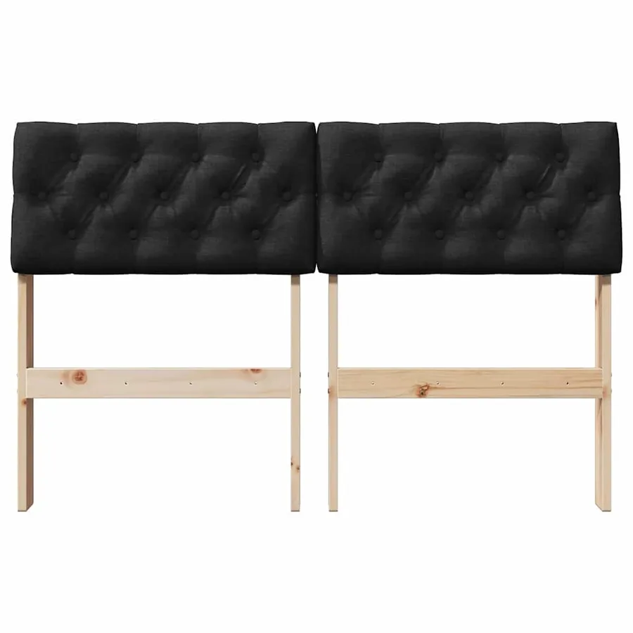 Tête de lit capitonnée Noir 120 cm Pin massif - 4
