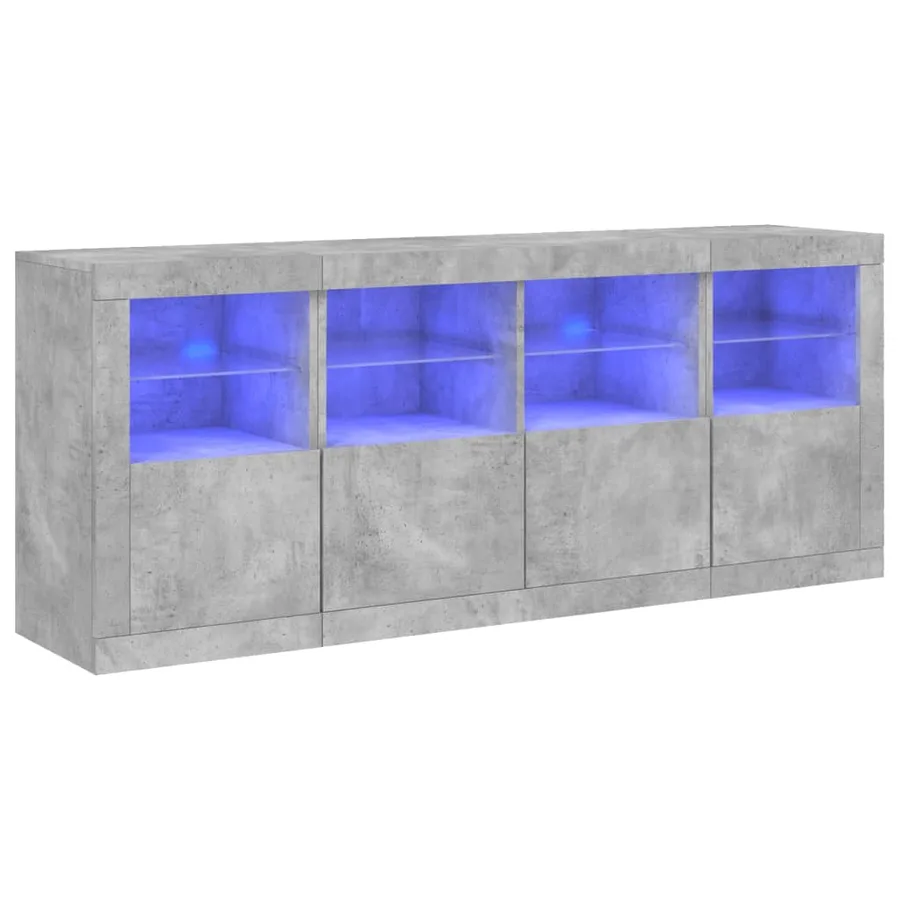 Buffet avec lumières LED gris béton 163x37x67 cm - 2