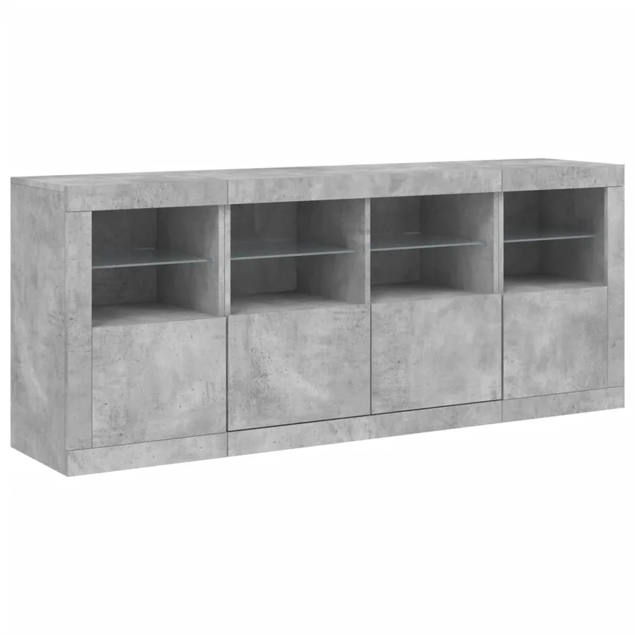 Buffet avec lumières LED gris béton 163x37x67 cm - 5