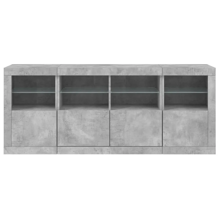 Buffet avec lumières LED gris béton 163x37x67 cm - 6