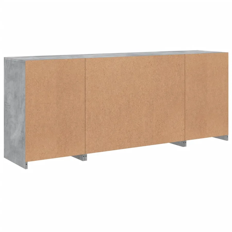 Buffet avec lumières LED gris béton 163x37x67 cm - 8