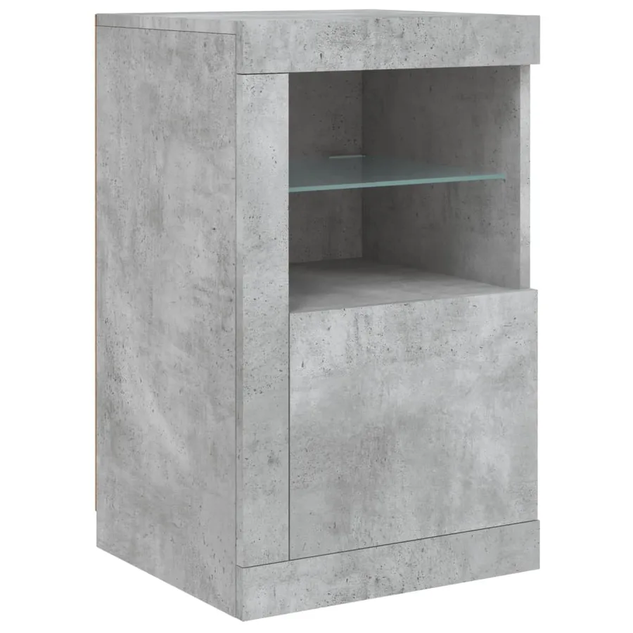 Buffet avec lumières LED gris béton 163x37x67 cm - 9