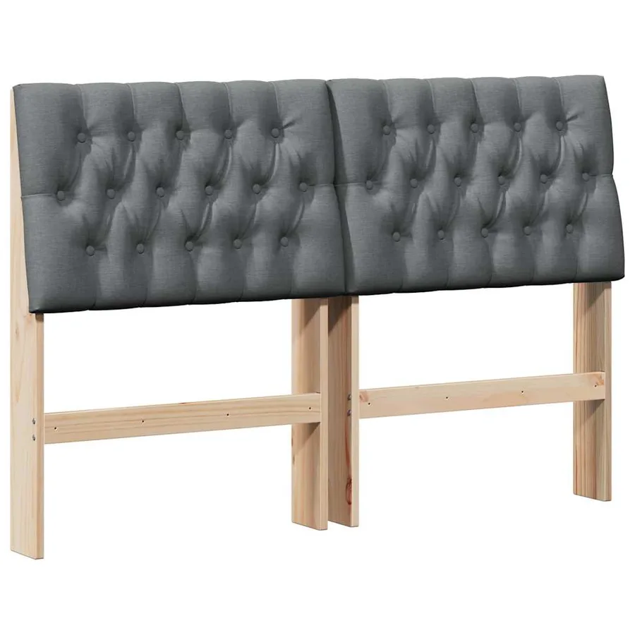 Tête de lit capitonnée Gris foncé 135 cm Pin massif - 2