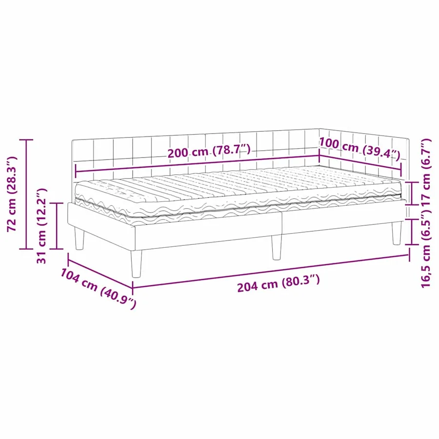 Cadre de lit d'angle avec matelas 2 pcs Vert Velours - 14