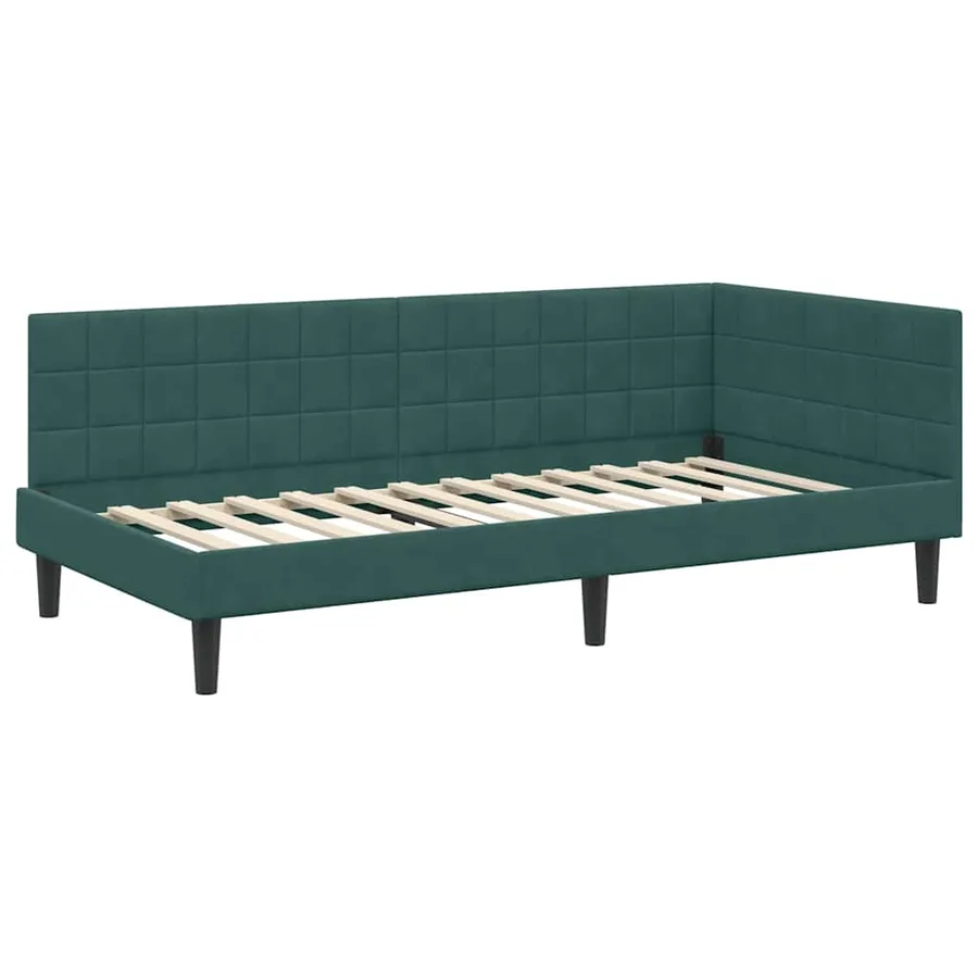 Cadre de lit d'angle avec matelas 2 pcs Vert Velours - 6
