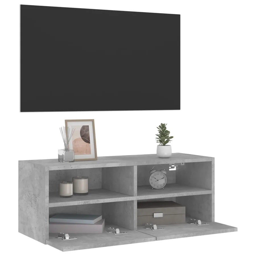 Meuble TV mural gris béton 80x30x30 cm bois d'ingénierie - 6