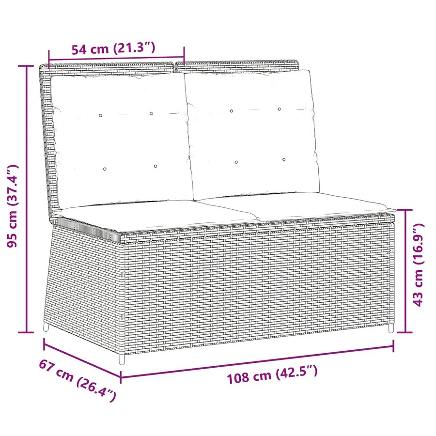 Banc de jardin Gris clair polyrotin - 9