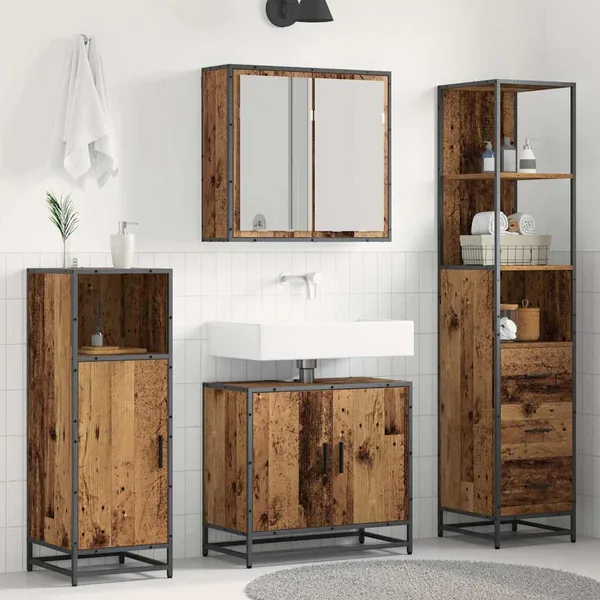 Ensemble de mobilier de salle de bain 3 pcs Bois Ancien