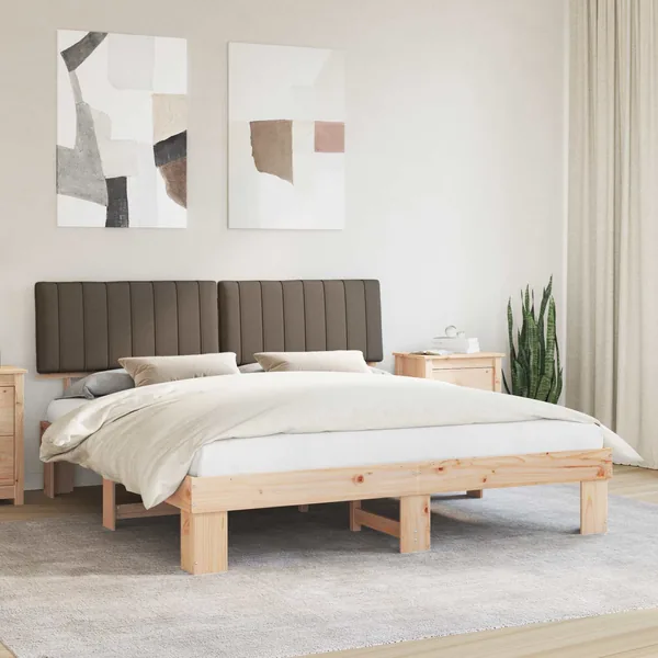Cadre de lit avec tête de lit rembourrée Taupe 180 x 200 cm