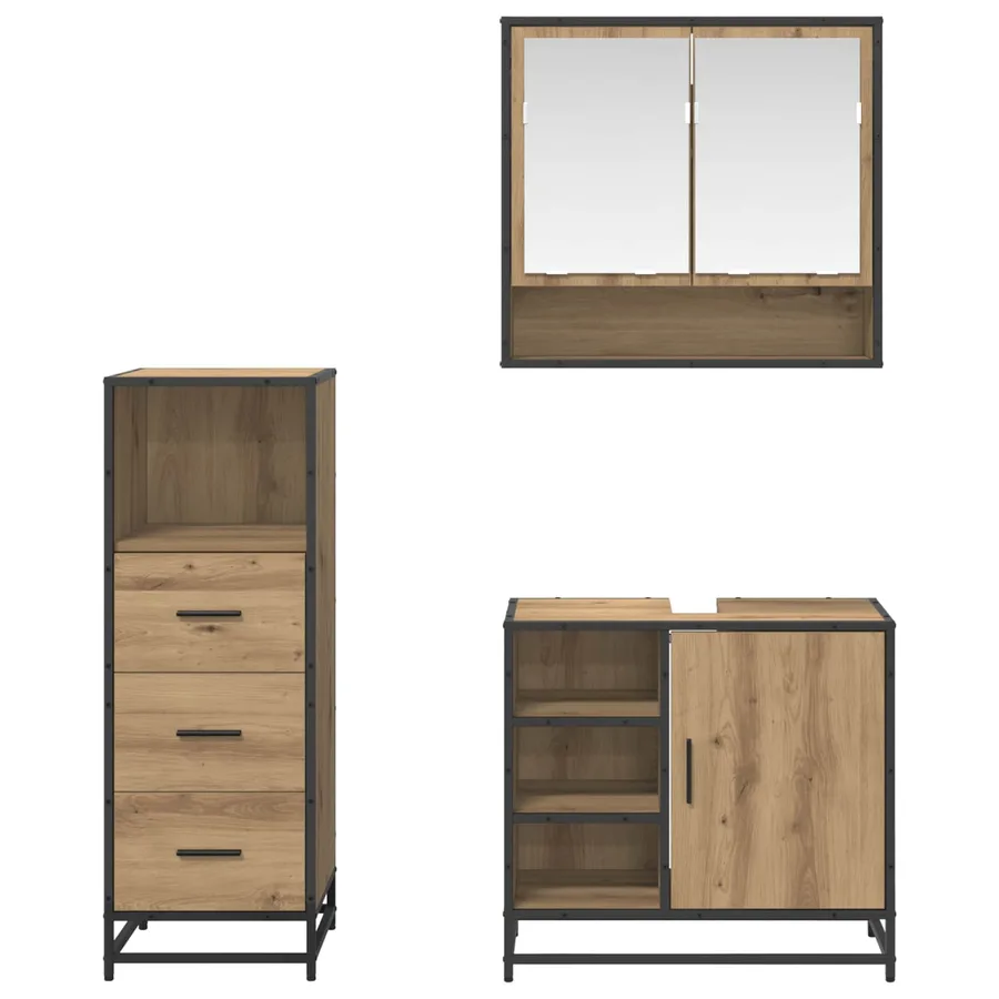 Ensemble de mobilier de salle de bain 3 pc Chêne artisanal - 3