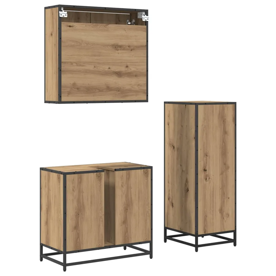 Ensemble de mobilier de salle de bain 3 pc Chêne artisanal - 4