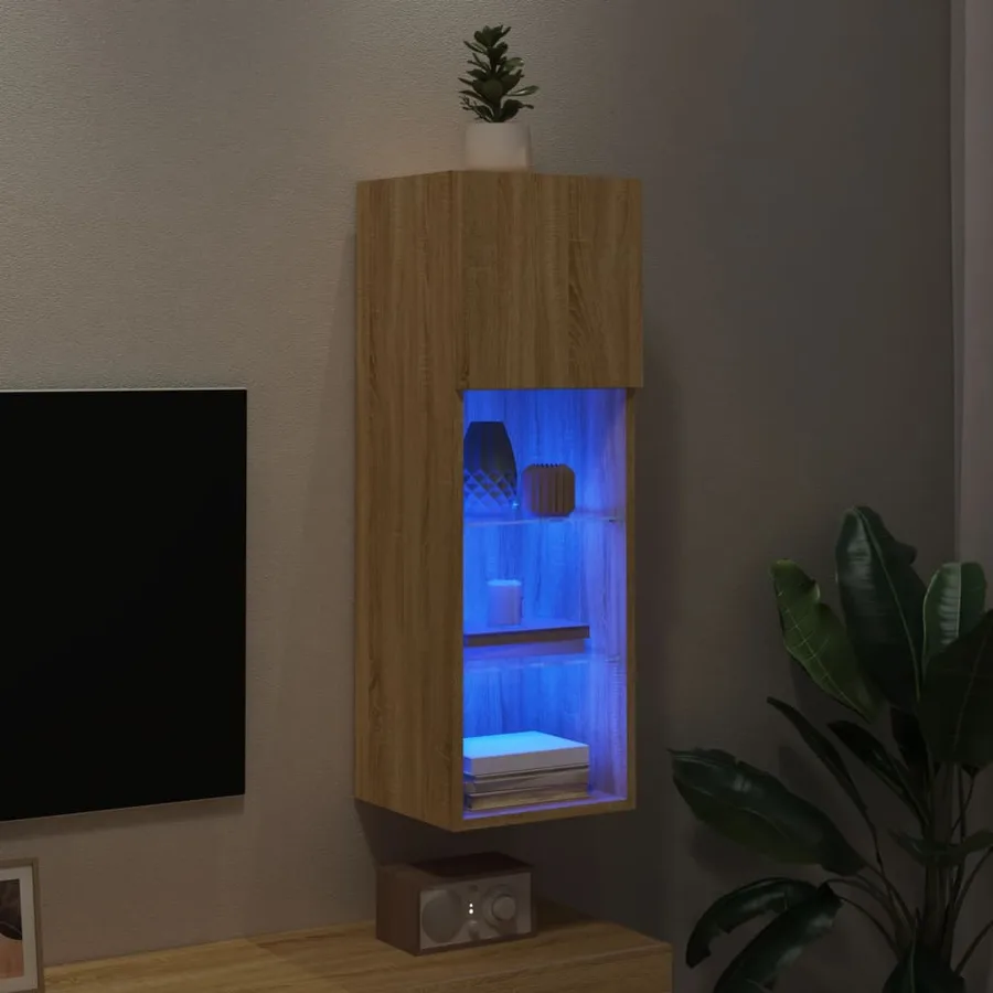 Meuble TV avec lumières LED chêne sonoma 30,5x30x90 cm - 5
