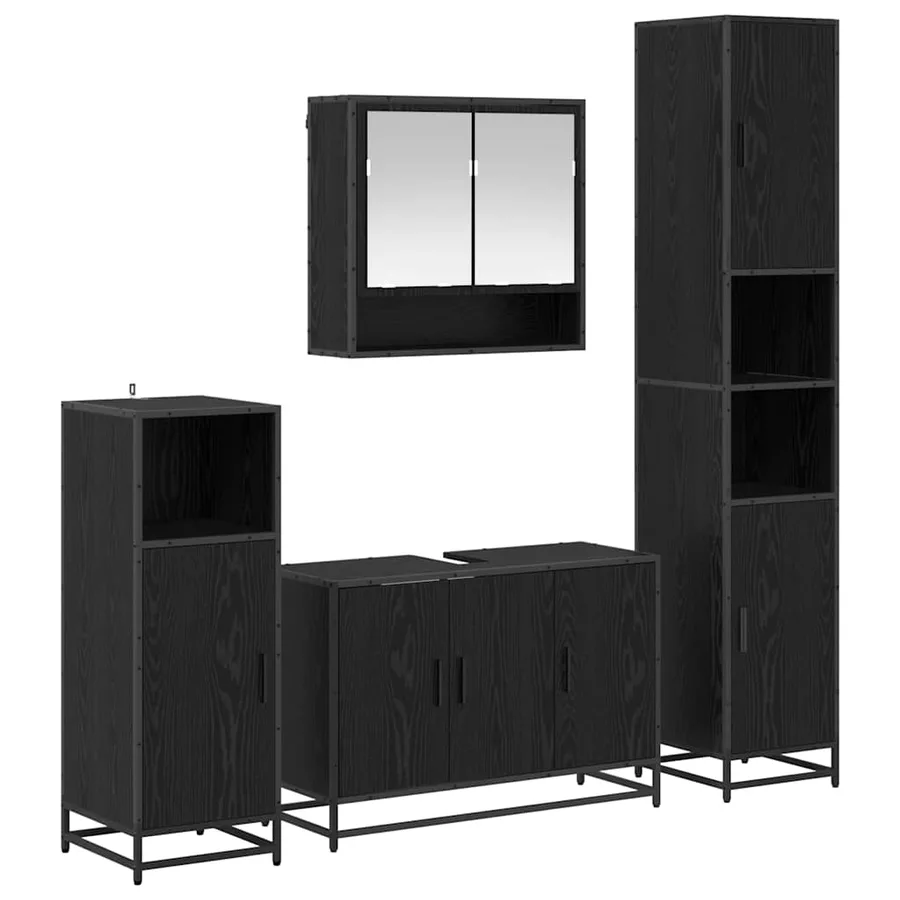 Ensemble de mobilier de salle de bain 4 pcs Chêne noir - 2
