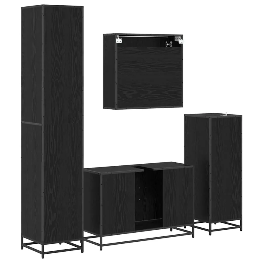 Ensemble de mobilier de salle de bain 4 pcs Chêne noir - 8