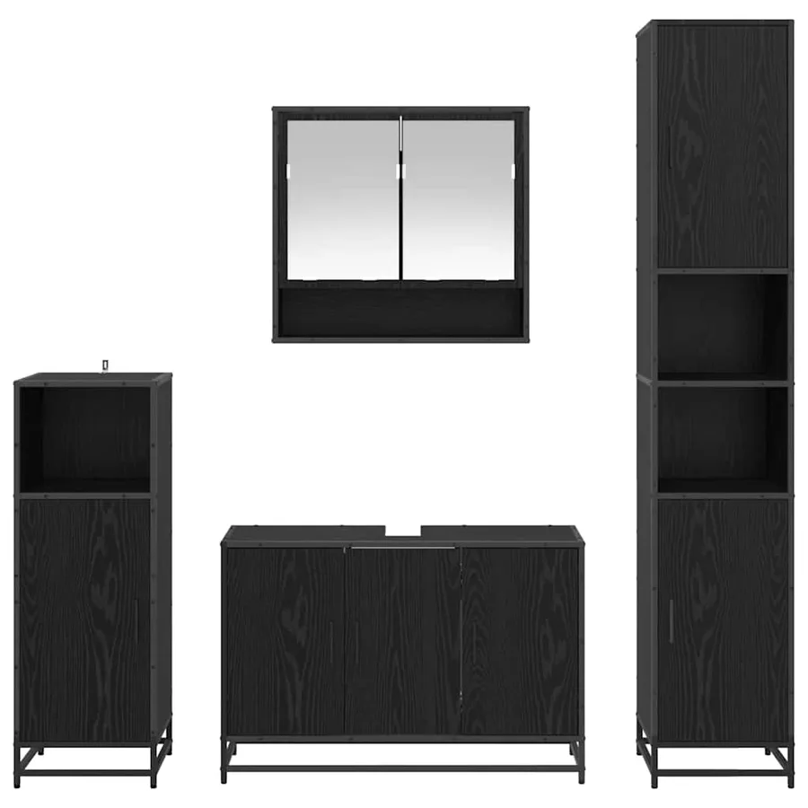 Ensemble de mobilier de salle de bain 4 pcs Chêne noir - 9