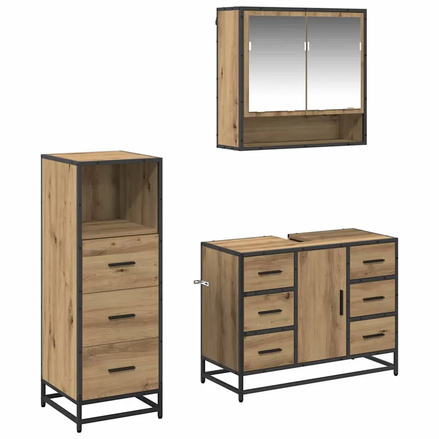 Ensemble de mobilier de salle de bain 3 pc Chêne artisanal - 2