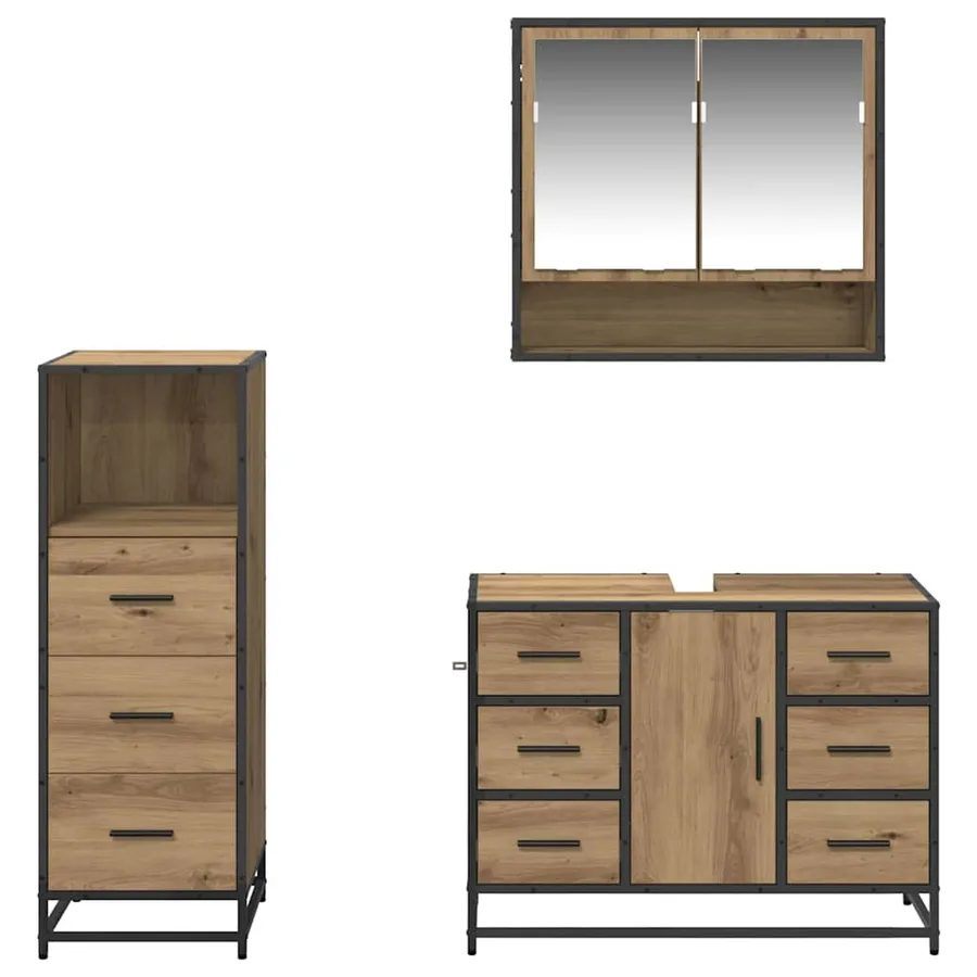 Ensemble de mobilier de salle de bain 3 pc Chêne artisanal - 5