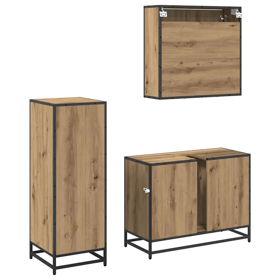 Ensemble de mobilier de salle de bain 3 pc Chêne artisanal - 6