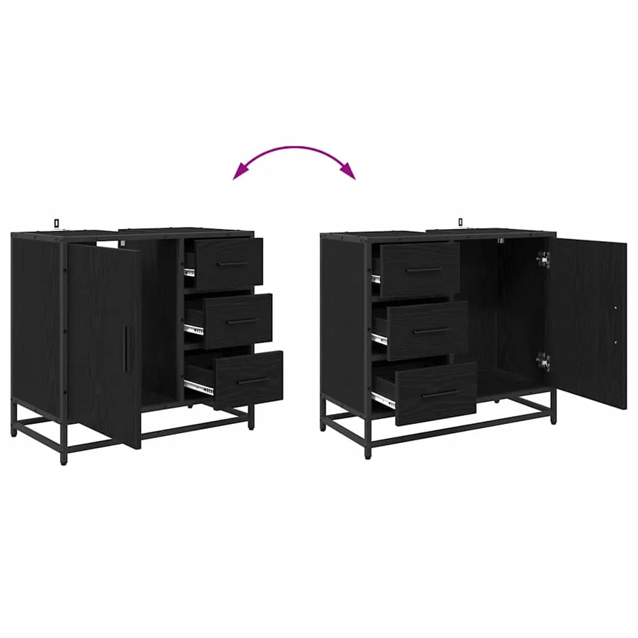 Ensemble de mobilier de salle de bain 3 pcs Chêne noir - 14