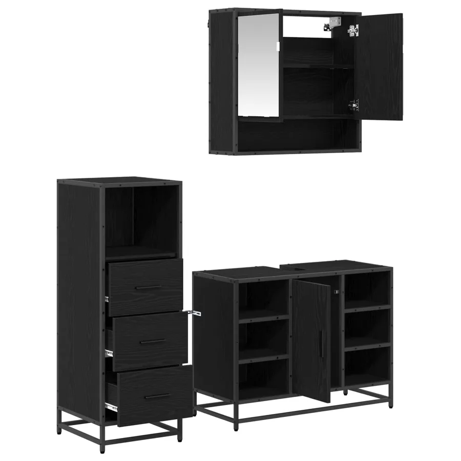 Ensemble de mobilier de salle de bain 3 pcs Chêne noir - 5