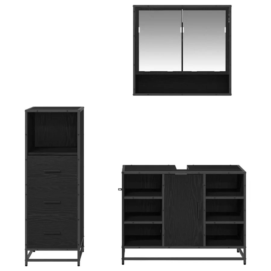 Ensemble de mobilier de salle de bain 3 pcs Chêne noir - 9
