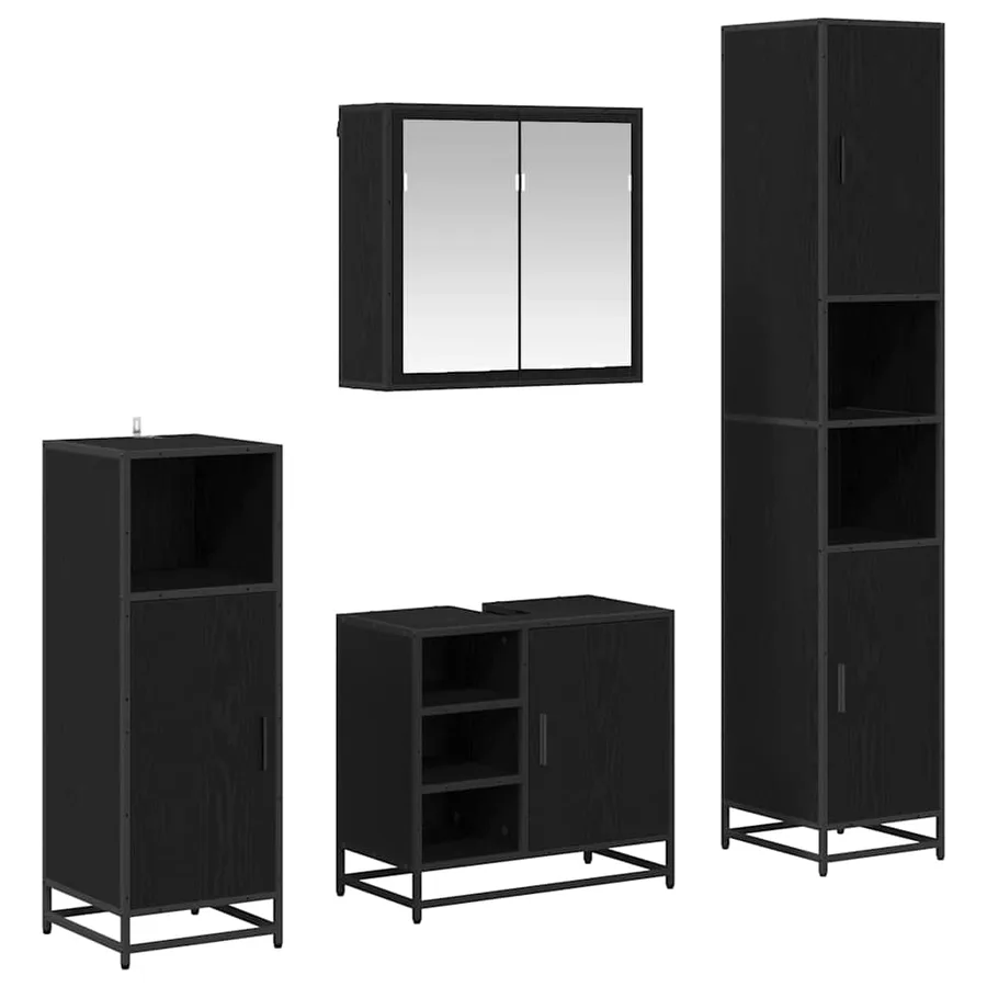 Ensemble de mobilier de salle de bain 4 pcs Chêne noir - 2