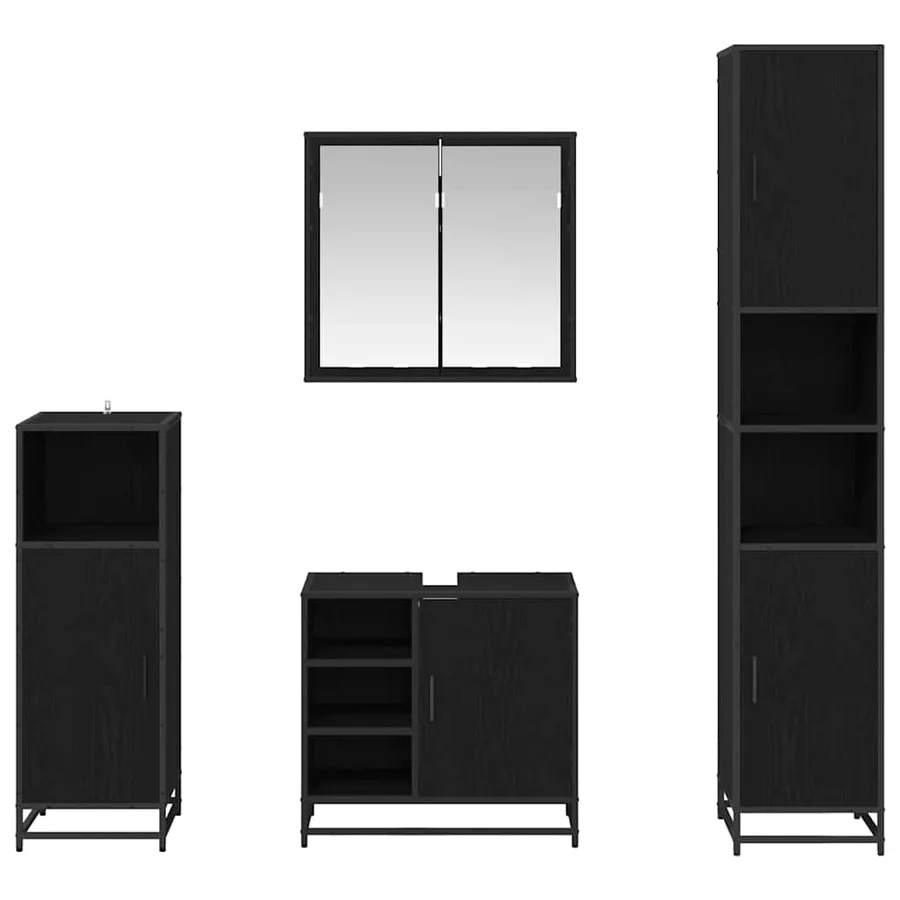 Ensemble de mobilier de salle de bain 4 pcs Chêne noir - 9