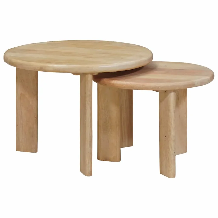 Tables basses gigognes 2 pcs Noir Bois de mangue massif