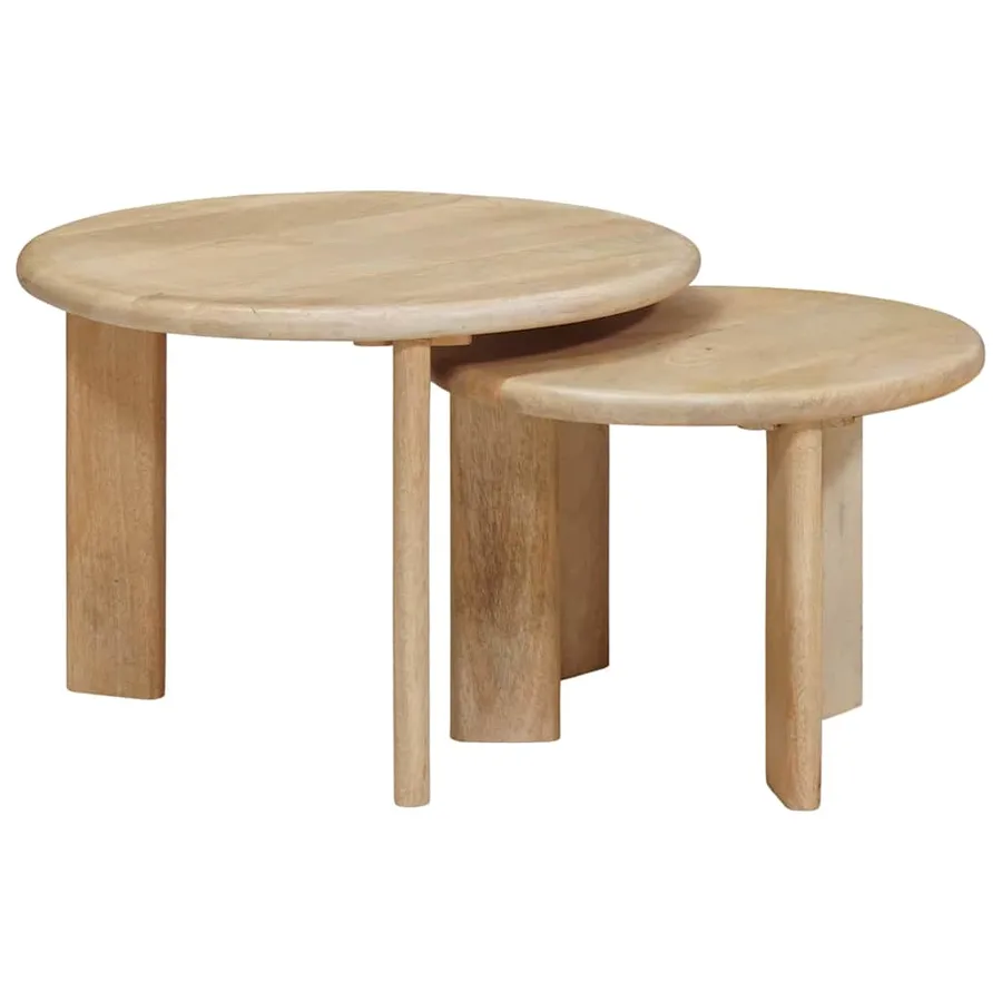 Tables basses gigognes 2 pcs Noir Bois de mangue massif - 2