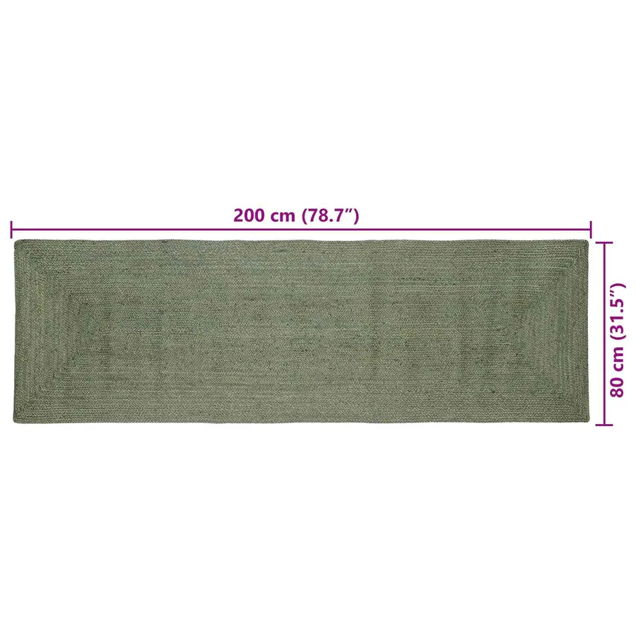 Tapis de surface Rectangulaire Vert olive 80 x 200 cm Jute - 7