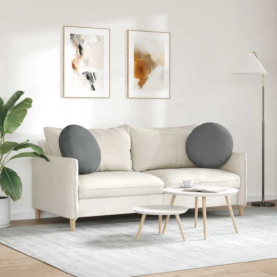 Coussins de siège 2 pcs Gris foncé Ø50 x 19 cm tissu - 4