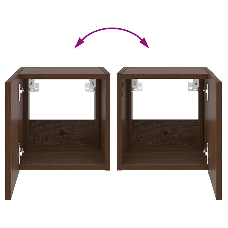 Meubles TV muraux lumières LED 2 pcs chêne marron 30,5x35x30 cm - 14